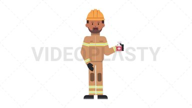 Indian Male Firefighter Using Disinfectant Spray Stock Animation