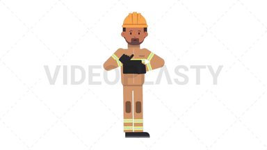 Indian Male Firefighter Using Tablet Sad Stock Animation