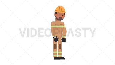 Indian Male Firefighter Waiting Stock Animation
