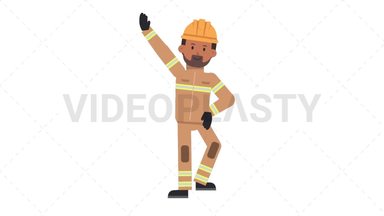 Indian Male Firefighter Warmup Exercise Stock Animation