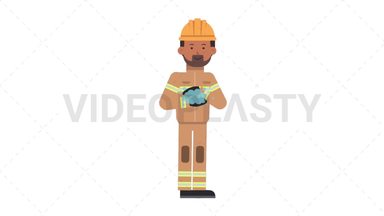 Indian Male Firefighter Washing Hands Stock Animation