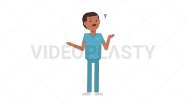 Indian Male Nurse Confused Stock Animation