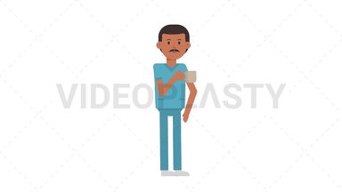 Indian Male Nurse Drinking Coffee Stock Animation