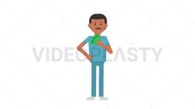 Indian Male Nurse Holding Cash Stock Animation
