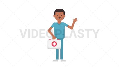 Indian Male Nurse Holding First Aid Kit Stock Animation