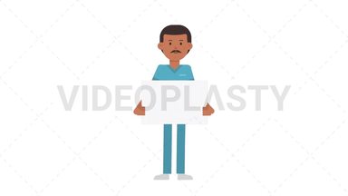Indian Male Nurse Holding Poster Stock Animation