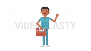 Indian Male Nurse Holding Toolbox Stock Animation