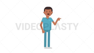 Indian Male Nurse Pointing Right Stock Animation
