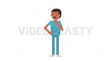 Indian Male Nurse Shortness of Breath Stock Animation