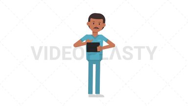 Indian Male Nurse Using Tablet Happy Stock Animation
