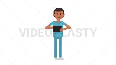 Indian Male Nurse Using Tablet Sad Stock Animation