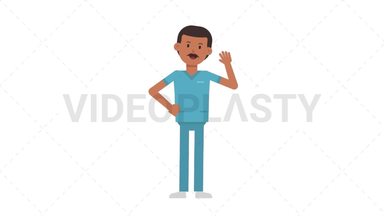 Indian Male Nurse Waving Stock Animation
