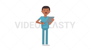 Indian Male Nurse Writing on Clipboard Stock Animation