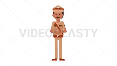 Indian Policeman Angry Stock Animation