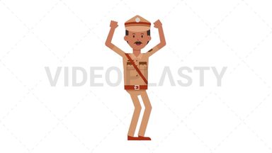 Indian Policeman Cheer Stock Animation