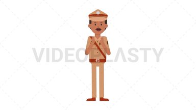Indian Policeman Clapping Stock Animation