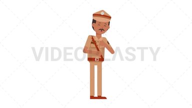 Indian Policeman Coughing Stock Animation