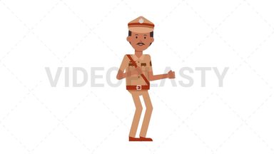 Indian Policeman Dancing Stock Animation