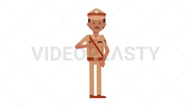 Indian Policeman Disapprove Stock Animation