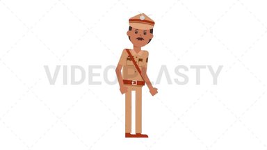 Indian Policeman Dizzy Stock Animation