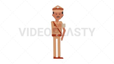 Indian Policeman Drinking Coffee Stock Animation