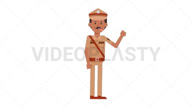 Indian Policeman Fever Stock Animation