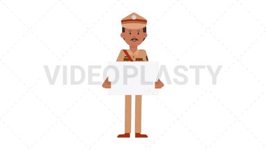 Indian Policeman Holding Poster Stock Animation