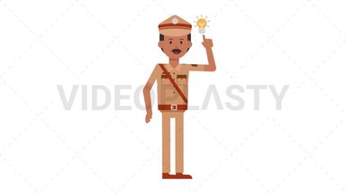 Indian Policeman Idea Stock Animation