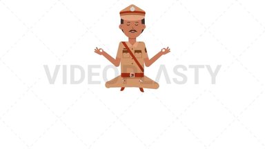 Indian Policeman Meditating Stock Animation