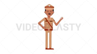 Indian Policeman Ok Stock Animation