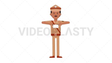 Indian Policeman Putting on Face Mask Stock Animation