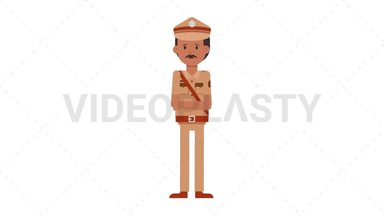 Indian Policeman Sad Stock Animation
