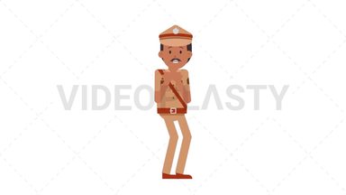 Indian Policeman Scared Stock Animation