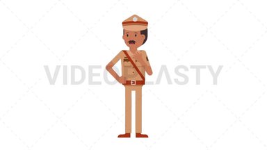 Indian Policeman Shortness of Breath Stock Animation