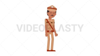 Indian Policeman Sleepy Stock Animation