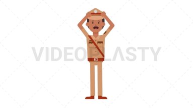 Indian Policeman Stressed Stock Animation