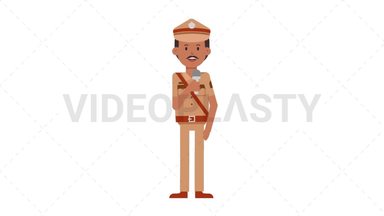 Indian Policeman Talking on Microphone Stock Animation