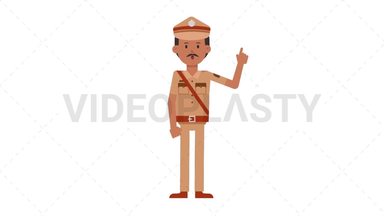 Indian Policeman Thinking Stock Animation