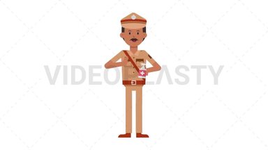Indian Policeman Using Disinfectant Spray Stock Animation