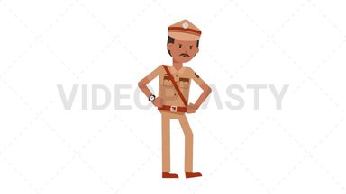 Indian Policeman Waiting Stock Animation