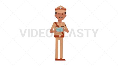 Indian Policeman Washing Hands Stock Animation