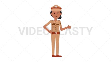 Indian Policewoman Approve Stock Animation
