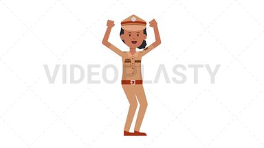 Indian Policewoman Cheer Stock Animation