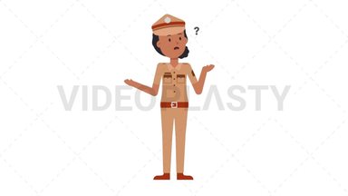 Indian Policewoman Confused Stock Animation