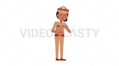 Indian Policewoman Coughing Stock Animation