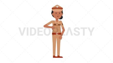 Indian Policewoman Disapprove Stock Animation