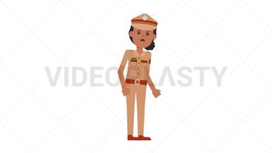 Indian Policewoman Dizzy Stock Animation
