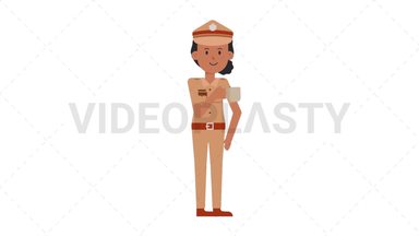 Indian Policewoman Drinking Coffee Stock Animation