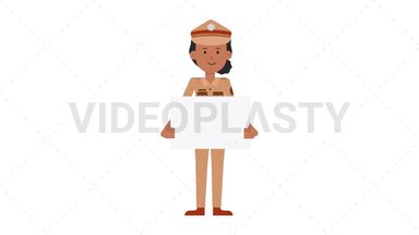 Indian Policewoman Holding Poster Stock Animation