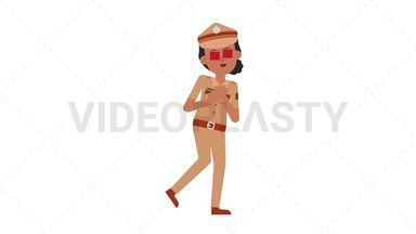 Indian Policewoman In Love Stock Animation